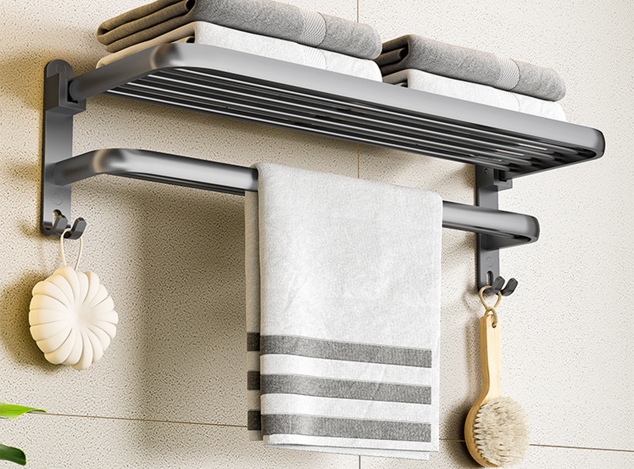 Wall-mounted bathroom towel rack holder