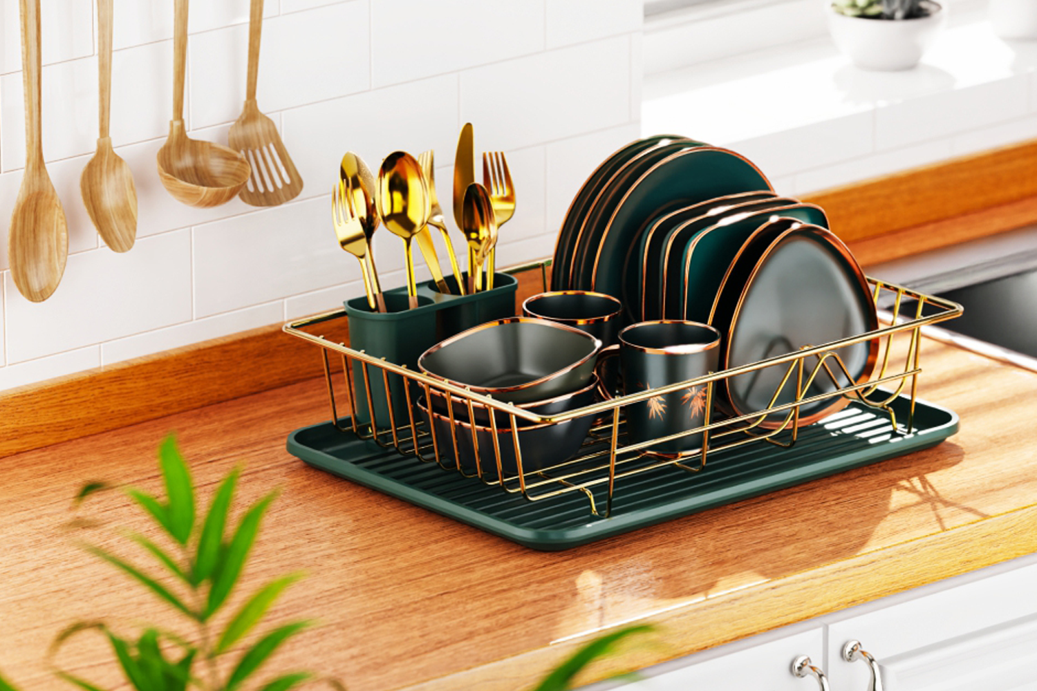 Collection of dish drying racks, various sizes and styles