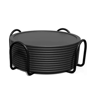 12-Piece Silicone Coaster Set with Metal Holder