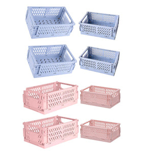 4PCS Foldable Desktop Storage Baskets – Stackable Hotel Organiser Shelves