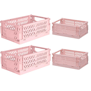 4PCS Foldable Desktop Storage Baskets – Stackable Hotel Organiser Shelves