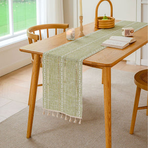 Woven Hollow Fringe Table Runner