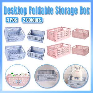 4PCS Foldable Desktop Storage Baskets – Stackable Hotel Organiser Shelves