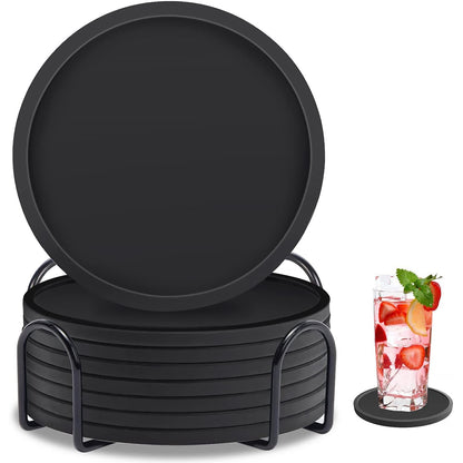 12-Piece Silicone Coaster Set with Metal Holder