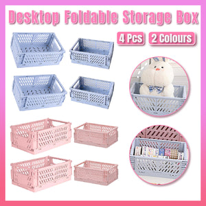 4PCS Foldable Desktop Storage Baskets – Stackable Hotel Organiser Shelves
