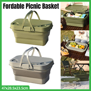 Folding Picnic Basket with Lid – Outdoor Camping Storage for Hotel & Resort Use