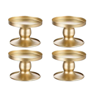 4PCS Gold Iron Candle Holder Set – Hotel Table & Room Decoration Tray Stand