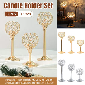 Hotel Crystal Candle Holders Set for Wedding & Dinner Decor
