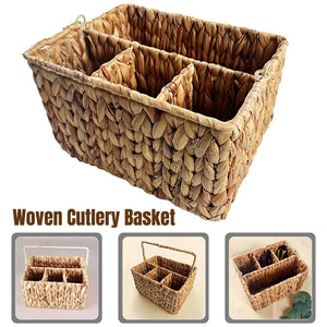 Hotel Straw Woven Tote Basket for Fruit & Cutlery Organization