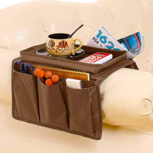 Sofa Armrest Tray with Organizer Pockets