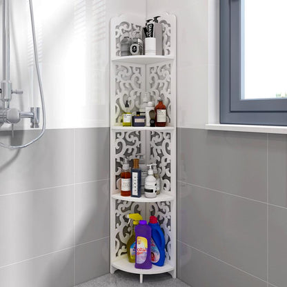 4-Tier Bathroom Shelf Waterproof PVC Corner Storage for Hotels