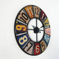 Large Retro Wall Clock with Vintage License Plate Design