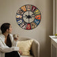 Large Retro Wall Clock with Vintage License Plate Design
