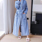 Flannel Bathrobe Coral Fleece - blue