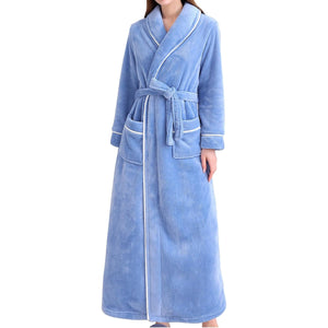 Flannel Bathrobe Coral Fleece - blue