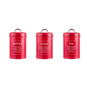 Red Tea Coffee Sugar Canister Set