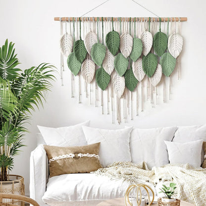 Cotton Rope Woven Leaf Tapestry Decor
