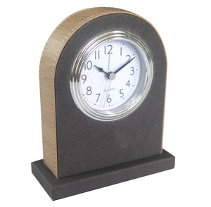 Wood Leather Grey Alarm Clock
