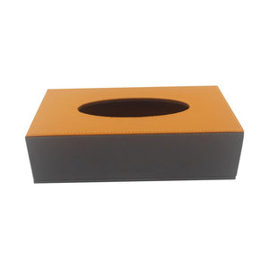 Wood Leather Tissue Holder