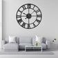 large Black Wall Clock with Roman Numerals