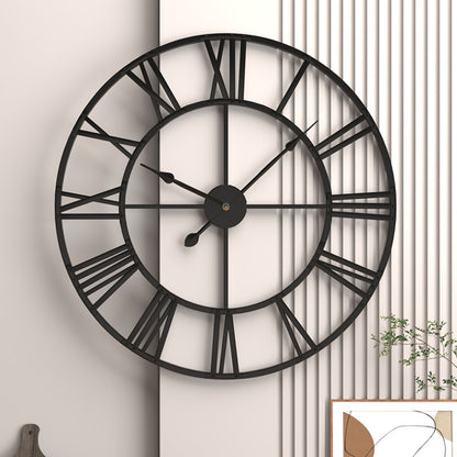 large Black Wall Clock with Roman Numerals