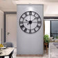 large Black Wall Clock with Roman Numerals