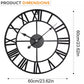 large Black Wall Clock with Roman Numerals