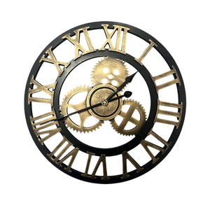 Vintage Wall Clock with Wooden Gears