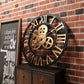 Vintage Wall Clock with Wooden Gears