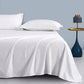Queen Flat Sheet White Cotton Classic Cool Comfort
