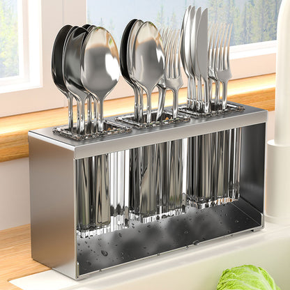 Kitchen Utensil Holder Carbon Steel Three-Tube