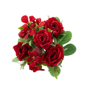 Artificial flower bouquets from Bunnings in red with realistic details, suitable for decor and events.