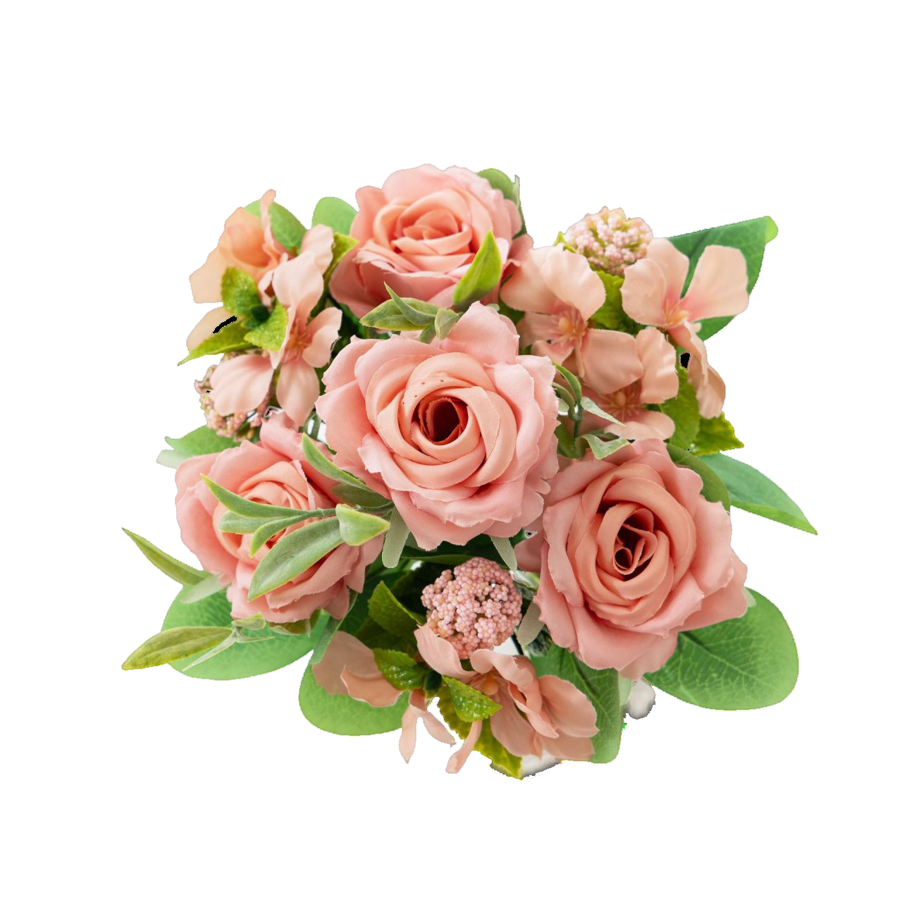 Artificial flower bouquets from Bunnings in pink with realistic details, suitable for decor and events.