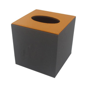 Wood Leather Tissue Holder
