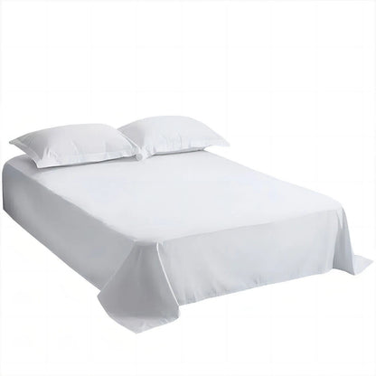 Queen Flat Sheet White Cotton Classic Cool Comfort